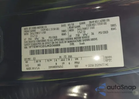 2018 Ford F-150 Xlt из США, поврежденный, VIN 1FTEW1CB2JKD36889